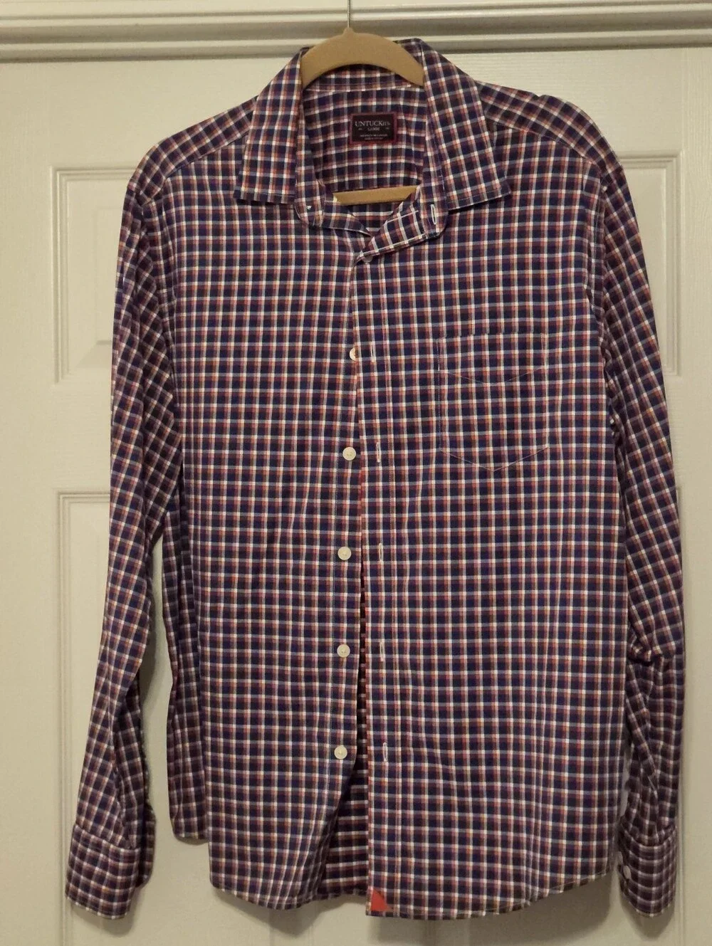 UNTUCKit Men’s Plaid Button-Down Shirt in Blue and Red